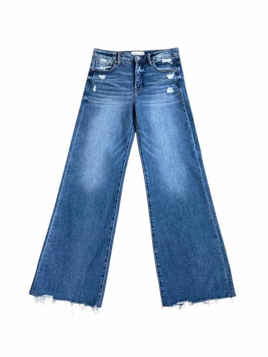 Risen Jeans Denim - Risen Jeans Distressed High Rise Tummy Control Wide Leg Jeans Size 9/29  RDP5890